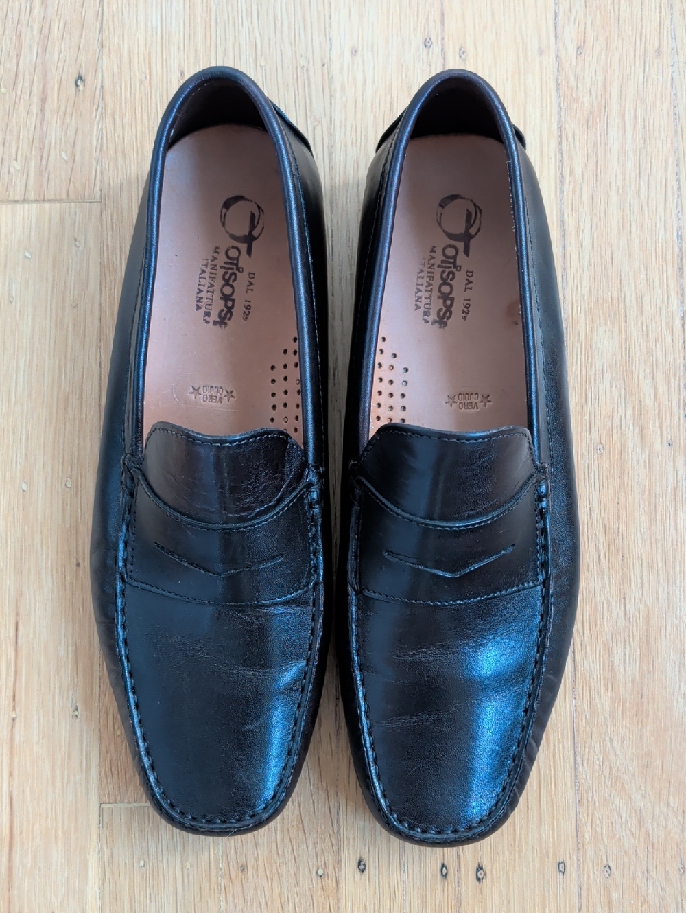 Dark Brown Leather Penny Loafers for Men